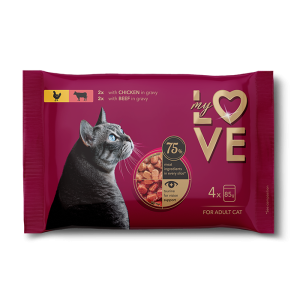 MY LOVE FLOWPACK ADULT CAT - CHICKEN AND BEEF 4 x 85g
