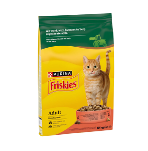 PURINA FRISKIES ADULT CAT - ГОВЕДСКО, ПИЛЕШКО, ЗЕЛЕНЧУК 10kg
